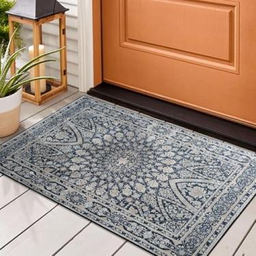 Imagem de 1 Tapete Capacho Antiderrapante Limpa Seca 50x80 Js Do Ga Vr (M20 AZUL - Classico Medalhão)