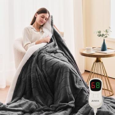 Imagem de Cobertor elétrico aquecido - Cobertor elétrico 183 cm x 213 cm para cama - 5 níveis de aquecimento e 4 horas de desligamento automático para sofá home office - Fabirc de pele sintética macia para