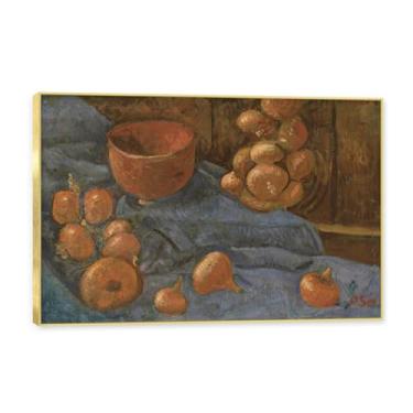 Imagem de Moldura dourada. Arte vintage emoldurada de frutas mortas, pintura clássica de cozinha country, decoração de parede de casa de fazenda quente para sala de jantar e cozinha. C28. 50 x 75 cm-19,7 x 29,6