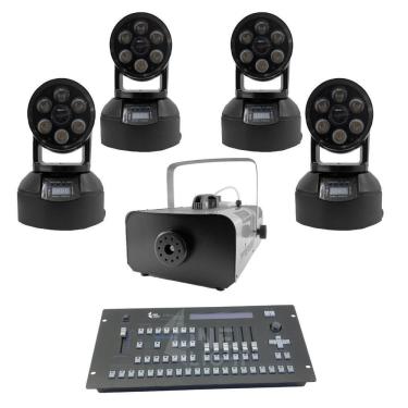 Imagem de Kit 4 Mini Moving + Máquina De Fumaça 2000W + Mesa Pilot