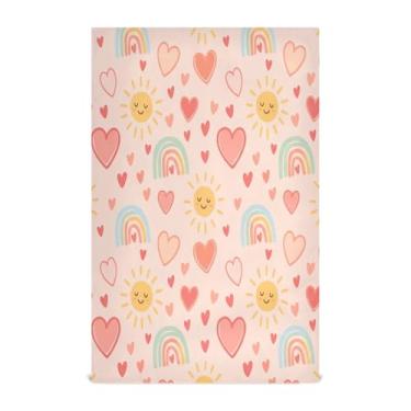 Imagem de Wassud Toalhas de prato de cozinha Sun and Hearts 1 pacote de panos de prato macios com laço para pendurar toalha de mão super absorvente de secagem rápida toalhas de chá de mesa decorativas 71 x 45