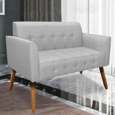 Imagem de Poltrona Namoradeira Decorativa Pés Palito Karen Linho Cinza - Gran Belo