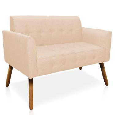 Imagem de Poltrona Namoradeira Decorativa Pés Palito Karen Linho Bege - Gran Belo