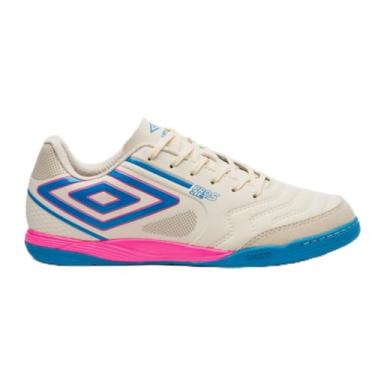 Imagem de Chuteira Futsal Umbro Pro 5 Bump Club (Branco-Azul-Rosa, BR, Adulto, Numérico, 39)