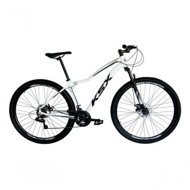 Imagem de Bicicleta Aro 29 Ksx Sd7 Feminina 21v Cabos Internos Alumínio Freios A Disco Garfo Suspensão Branco Preto Tamanho 17