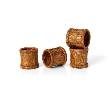 Imagem de Anel De Guardanapo Copa E Cia 4 Peças Rattan E Bambu Palha