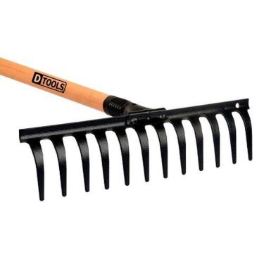 Imagem de Ancinho Reforçado 12 Dentes Curvo Com Cabo - 31,4x128cm - Para Jardins E Hortas