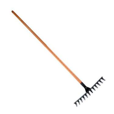 Imagem de Ancinho Reforçado 12 Dentes Curvo Com Cabo - 31,4x128cm - Para Jardins E Hortas