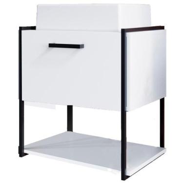 Imagem de Gabinete Suspenso Banheiro 50 Cm Com Cuba Preto Grafite P1009 Pp Preto