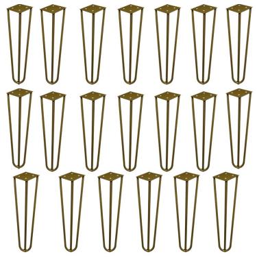 Imagem de Kit 20 Pés de Metal 25 CM Hairpin Legs Rack e Puffs Dourado