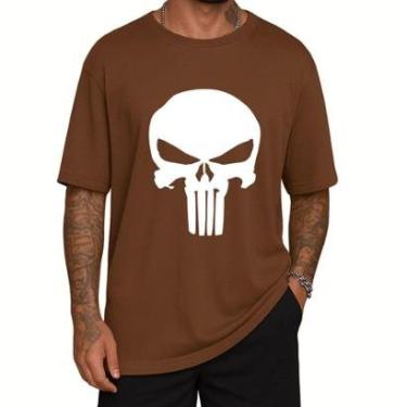 Imagem de Camiseta Oversized Justiceiro Streetwear Algodão Casual-Masculino