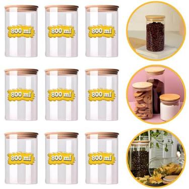 Imagem de Conjunto 9 Potes 800ml Porta Mantimento Frasco De Vidro Herméticos Tam