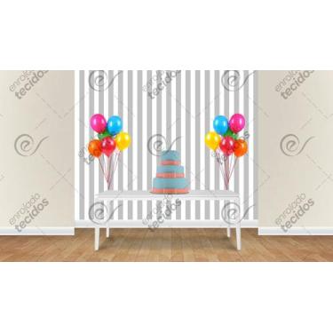 Imagem de Painel em Jacquard Estampado Listrado Cinza, 3,00 x 2,80, 3,00 x 2,80