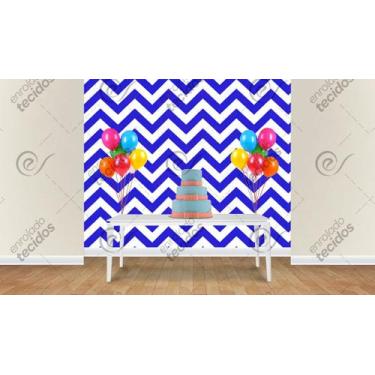 Imagem de Painel em Jacquard Estampado Chevron Azul Royal, 3,00 x 2,80, 3,00 x 2