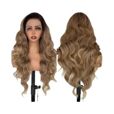 Imagem de Peruca Sintética Longa De 32 Polegadas Com Ondas Soltas Pretas E Renda