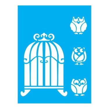 Imagem de Stencil Tamako Gaiola Corujas - 15X20Cm - Ref 874