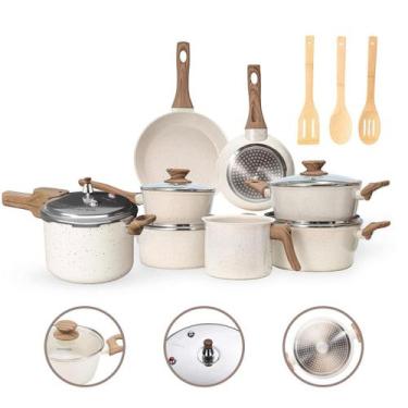 Imagem de Jogo De Panelas 11 Pç Cerâmico Antiaderente Indução -Vanilla - Mimo St