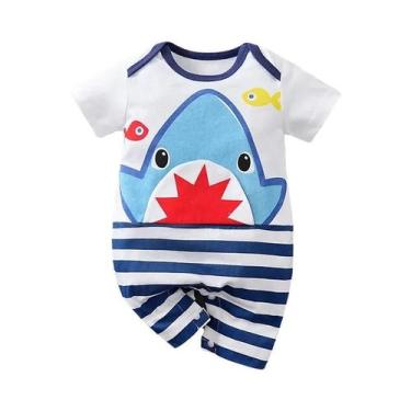 Imagem de Macacão De Bebê Menino Menina Com Estampa De Tubarão 100% Algodão List