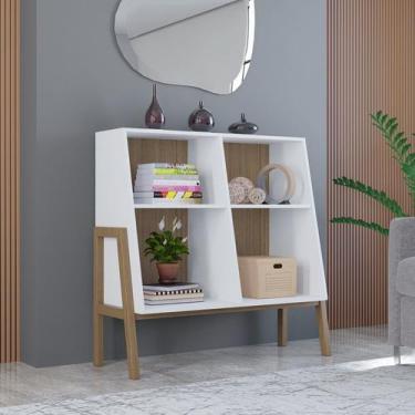 Imagem de Aparador para Sala de Estar Console Angular Cuby 4 Nichos com Vidro 96