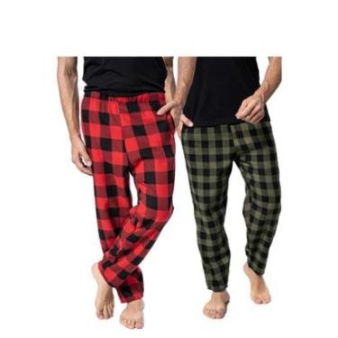 Imagem de Kit 2 Calças De Dormir Inverno Masculina Flanela Xadrez-Masculino