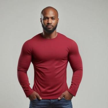 Imagem de Camisa Manga Longa Masculina UV 50+ Dry Fit Esportiva Vinho - Everest 