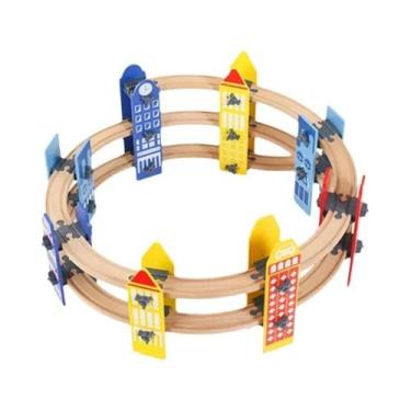 Imagem de Brinquedos De Trem De Madeira Para Crianças Com Acessórios De Ponte E 