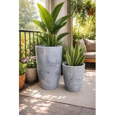 Imagem de KIT VASOS PARA PLANTAS DECORATIVOS LUXO EFEITO MARMORIZADOS C/PRATO (Cinza)