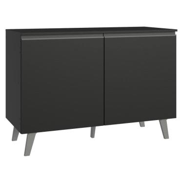 Imagem de Balcão de Cozinha 120 cm 2 Portas Com Pés Preto Nice Madesa