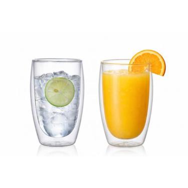 Imagem de Kit 2 Copo parede dupla 450ml elegante café suco refrescos grande - Ho