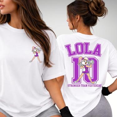 Imagem de Camiseta Feminina Oversized Treino Lola Roupas de Academia Look de Treino-Feminino