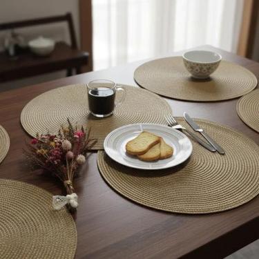 Imagem de Jogo Americano Redondo 4 Peças Mesa Posta Sousplat Panela Supla Descan