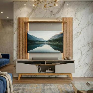 Imagem de Painel Home Theater 1.80m TV Até 75 Pol MDF Pés Madeira - - Poloshop E