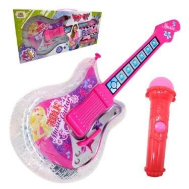 Imagem de Guitarra Infantil Rosa Com Efeitos Divertidos - GBG STORE