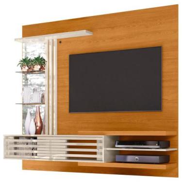 Imagem de Painel Para TV 55 Pol Com Bancada Suspensa e Espelho Éden M07 Cinamomo