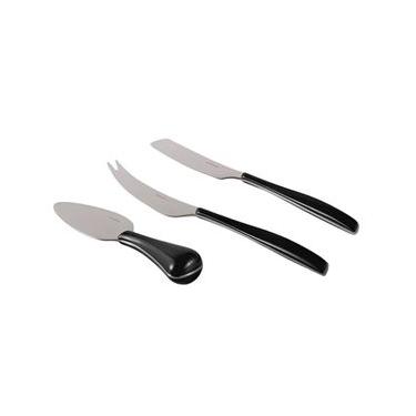 Imagem de CONJUNTO 3 FACAS QUEIJO BUGATTI GLAMOUR PRETA GLBK021F363