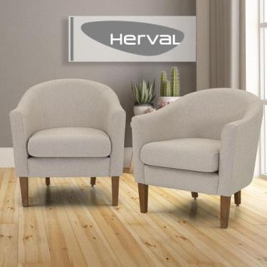 Imagem de Conjunto 2 Poltronas de Aproximação Herval Ciz, Linho Bege