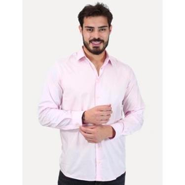 Imagem de Camisa Dudalina Masculina Slim Superfine Cotton Tricoline Lisa Stretch Rosa Claro-Masculino