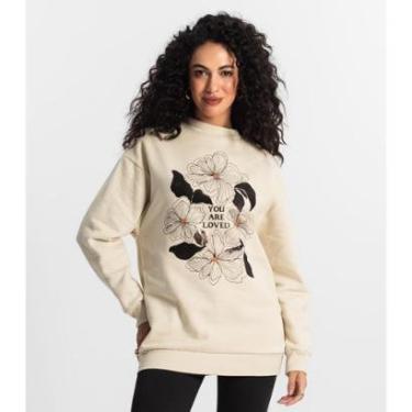 Imagem de Moletom Alongado Feminino Rovitex Bege-Feminino