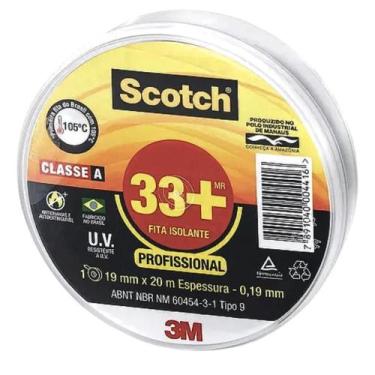 Imagem de Fita Isolante 20m 3M Scotch 33 Profissional Alta Resistência Elétrica 