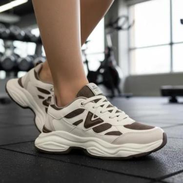 Imagem de Tênis Feminino Via Marte Casual Chunky Platadorma Urbano Original, Beg
