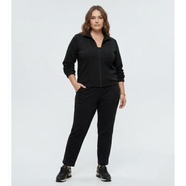 Imagem de Conjunto Jaqueta com Calça Moletom Secret Glam Preto, Plus G2, Preto