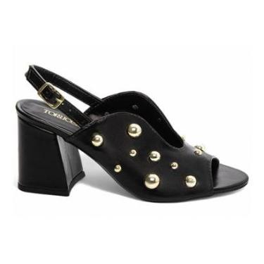 Imagem de Sandália Feminina Ankle Boot Salto Alto Grosso 7 cm Preto-Feminino