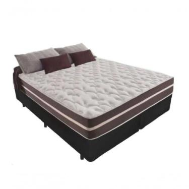 Imagem de Cama Box King 193 Tecido Sintético Preto Com Colchão Little Angel - Be