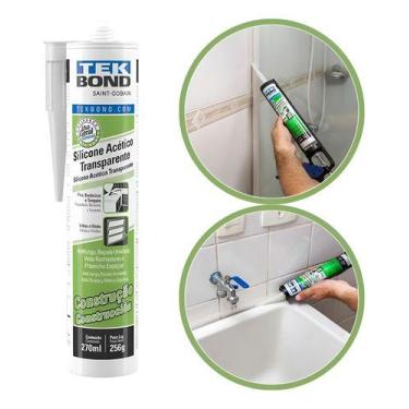 Imagem de Silicone Acético Transparente Tubo 256g 270ml Tekbond Aplica