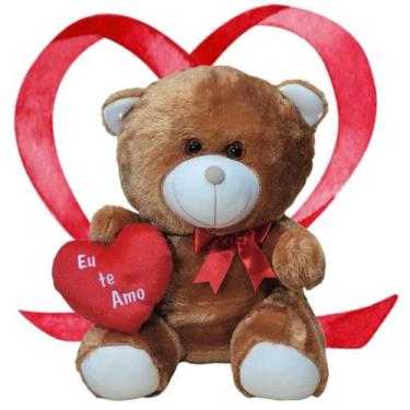 Imagem de Urso pelúcia coração 30cm - XÚ BABY, Urso caramelo