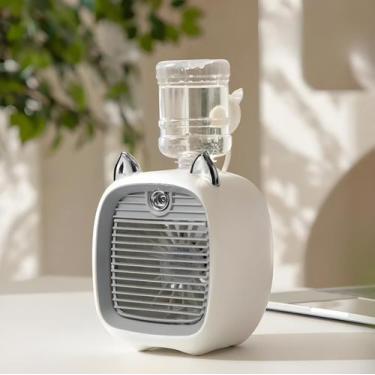 Imagem de Mini Ventilador E Umidificador De Mesa Recarregável Gatinho FS6-260 - 