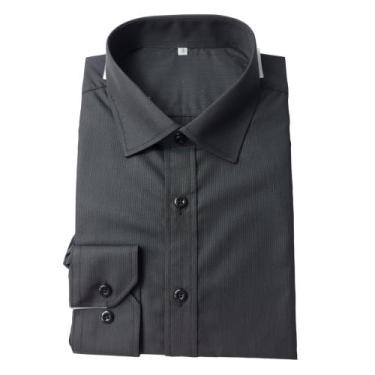 Imagem de Camisa Masculina Social QiLin Modal Não Amassa 0013, Preto, 3