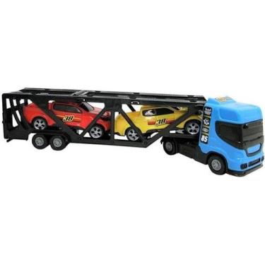 Imagem de Brinquedo Caminhão Mini Cegonheiro Infantil Com 2 Carrinhos - BS Toys