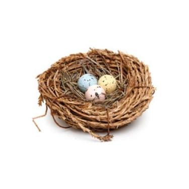 Imagem de Ninho em Rattan com Ovinhos Coloridos P -  8cm - Cromus Páscoa - Rizzo