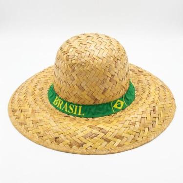 Imagem de Chapéu de Palha do Brasil Verde e Amarelo  Torcida e Praia - Senhor Pr